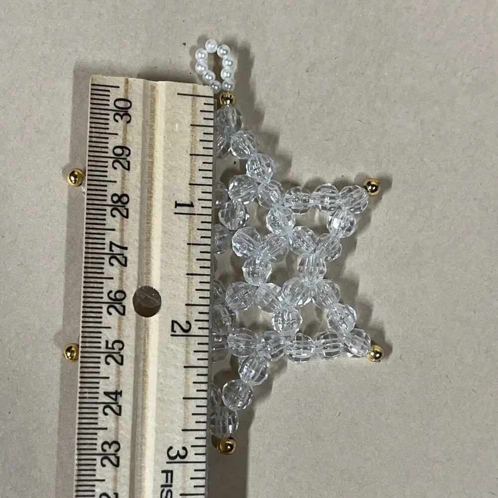 VTG 5pcs‎ Various Christmas Snowflake  Hanging Ornament Acrylic/ Beads Rare